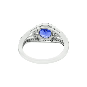 14K White Gold Round Tanzanite and Diamond Ring, 1.54ctw