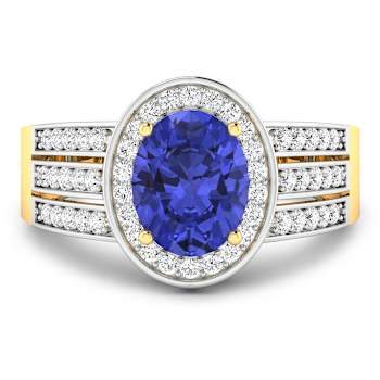 1.85ctw Violet Tanzanite and Diamond 14K Yellow Gold Halo Ring
