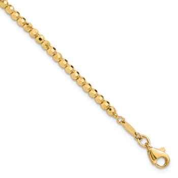 14K Yellow Gold Polished and Diamond-cut Beaded Bracelet
