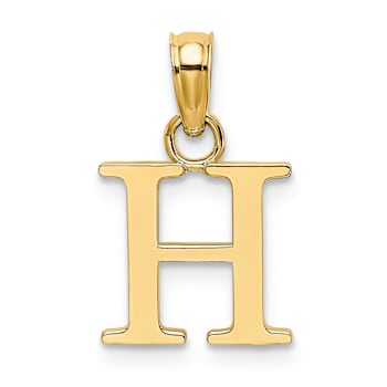 14k Yellow Gold Polished Block Letter H Initial Pendant