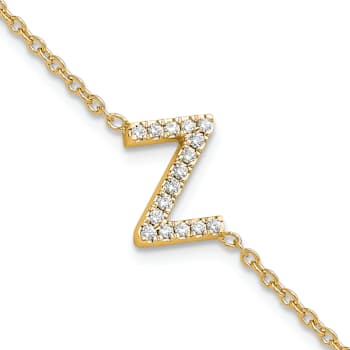 14k Yellow Gold Diamond Sideways Letter Z Bracelet