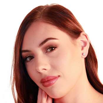 White Cubic Zirconia 14k Rose Gold Studs With Velvet Gift Box 1.00ctw