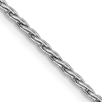 Rhodium Over 14k White Gold 1.25mm Solid Round Parisian Wheat 24 Inch Chain