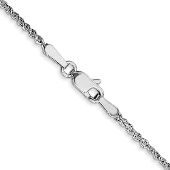 Rhodium Over 14k White Gold 1.7mm Solid Diamond-Cut Rope 24 Inch Chain