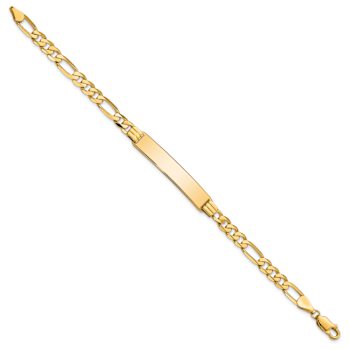 14k Yellow Gold Flat Figaro Link ID Bracelet