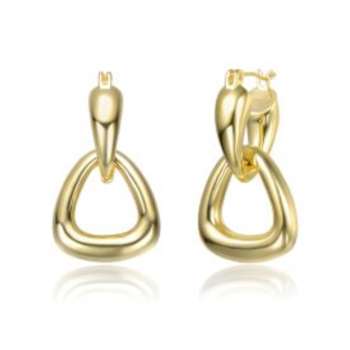 Interlocking V-Shape Dangle Earrings In 14K Gold Over Brass