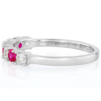 Lab-Created Ruby And White Sapphire Band Ring In Platinum Over Sterling Silver