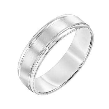 6mm Step-Edge Comfort Fit Band with Brushed Finish in 10k White Gold