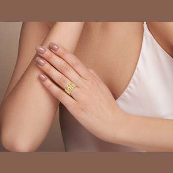 Sterling Statements 14K Yellow Gold Over Sterling Silver Stacked Curb Ring