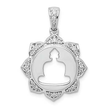 Rhodium Over 14k White Gold Diamond Buddha Pendant