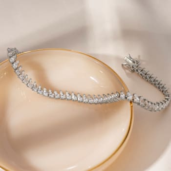 White Cubic Zirconia Platinum Over Sterling Silver Tennis Bracelet 12.50ctw