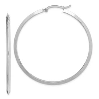 Rhodium Over 14k White Gold Polished 2 1/16" Hoop Earrings