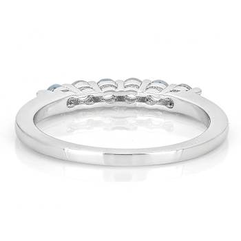 Aquamarine And Zircon Band Ring In Sterling Silver