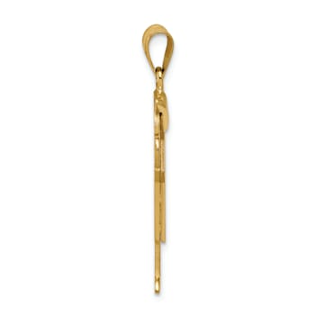 14k Yellow Gold Satin Diamond Kid with Hat Pendant