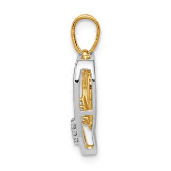 10k Yellow Gold and 10k White Gold Diamond Heart Pendant