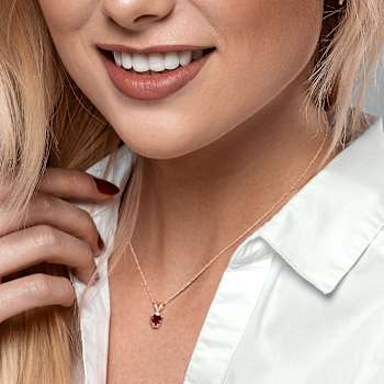 Garnet & Diamond 10K Rose Gold Pendant With Chain 0.55ctw