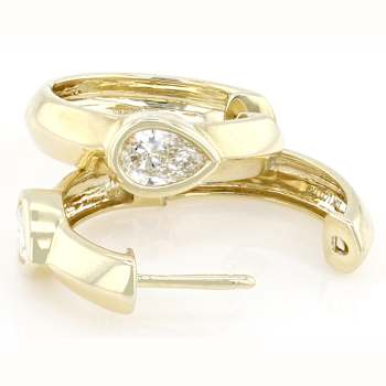 Classic Lab-Grown Diamond Pear Hoop Earrings In 10K Gold