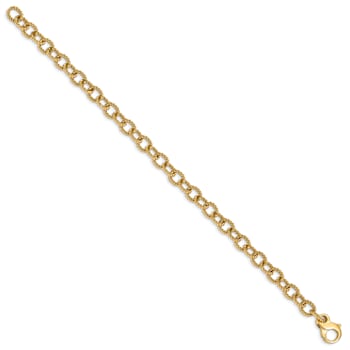 14k Yellow Gold 6.5mm Hand-Polished Fancy Rope Link Bracelet