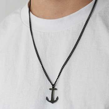 Robert Alton Men's Anchor Pendant With Chain In Black Ion-Plated
Stainless Steel