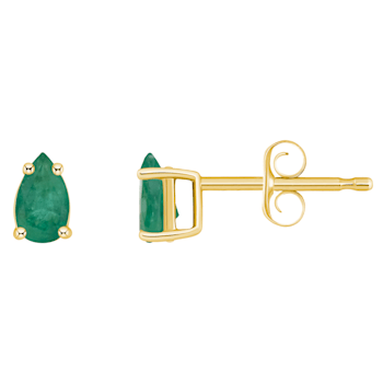 5x3mm Pear Shape Emerald 14k Yellow Gold Stud Earrings