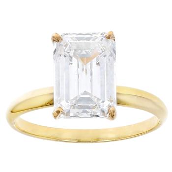 Lab-Grown Diamond Emerald-Cut Solitaire Ring In 14K Gold 4.00ct