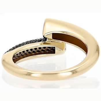 Black Spinel Bypass Ring In 18K Gold Over Sterling Silver