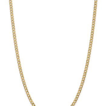 14k Yellow Gold 4.3mm Semi-Solid Curb Link Chain 26"