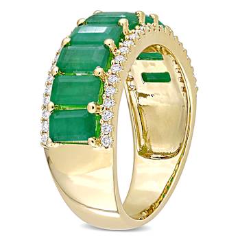 Emerald and Diamond 14K Yellow Gold Ring 2.72ctw