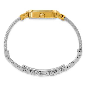 Charles Hubert IP-plated Stainless Steel Wire Bangle MOP Dial Watch