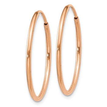 14k Rose Gold 1/1" Polished Endless Hoop Earrings