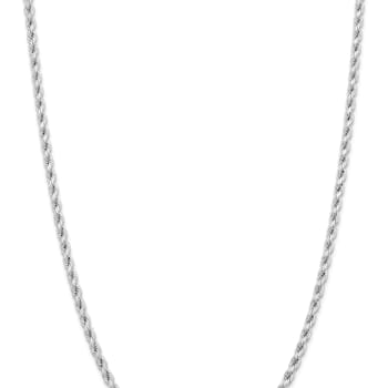 Rhodium Over 14k White Gold 4.25mm Solid Diamond-Cut Rope 22 Inch Chain