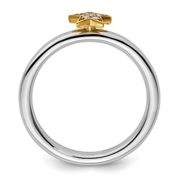 14K Yellow Gold Over Sterling Silver Stackable Expression Diamond Star
Ring 0.036ctw