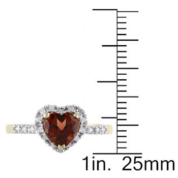Garnet and Diamond 10K Yellow Gold Ring 0.93ctw