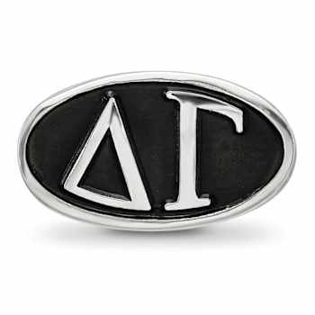 Sterling Silver LogoArt Delta Gama Oval Greek Letters Bead