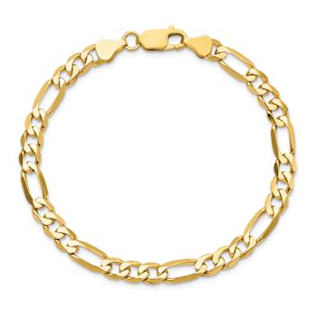 10k Yellow Gold 6.25mm Flat Figaro Link Bracelet