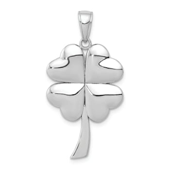 Rhodium Over 14k White Gold Polished 4-Leaf Clover Pendant