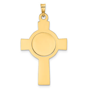 14K Yellow Gold Textured Cross with St. Christopher Medal Pendant