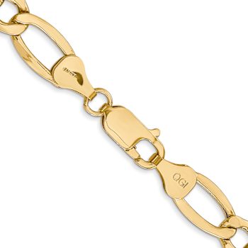 14k Yellow Gold 7.3mm Figaro Link 24 Inch Chain