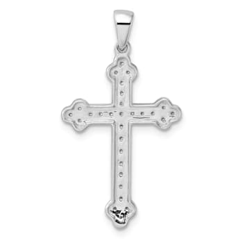 Rhodium Over 14k White Gold Diamond Cross Pendant