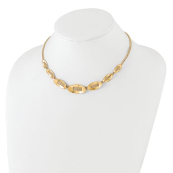 14K Yellow Gold Polished and Textured Fancy Plus 2-inch Ext. Necklace
