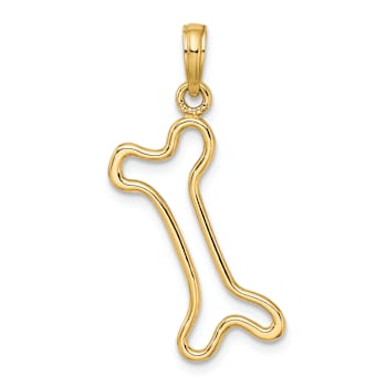 14k Yellow Gold Cut-Out Polished Dog Bone Charm