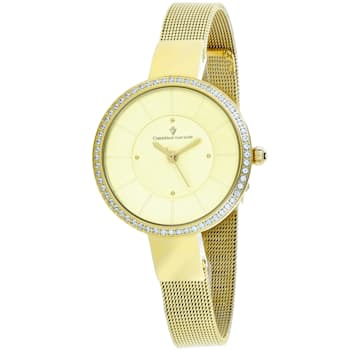 Christian Van Sant Women's Reign Yellow Dial, Yellow tone Stainless
Steel Watch