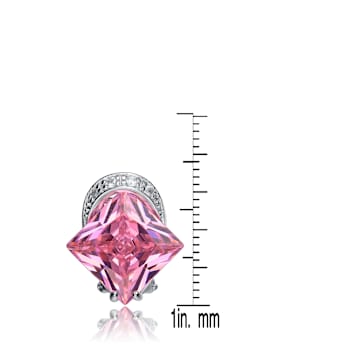 Morganite Color CZ Cross Stud Earrings In Sterling Silver