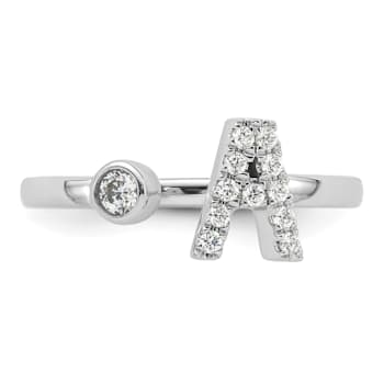 Rhodium Over 14K White Gold Lab Grown Diamond VS/SI GH, Initial
Adjustable Ring