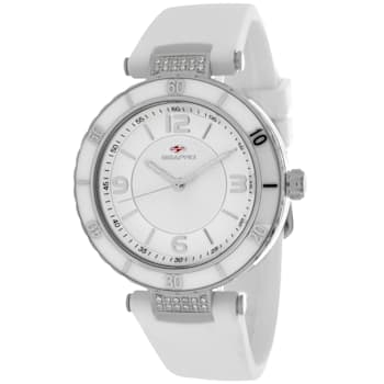 Seapro Women's Seductive White Dial and Bezel, White Silicone Strap Watch