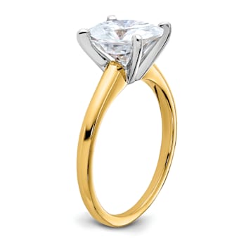 14K Yellow Gold With White Gold Accents 3 ct. D E F Pure Light Oval
Moissanite Solitaire Ring
