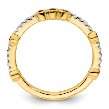 14K Yellow Gold Stackable Expressions Lab Created Ruby and Diamond Ring 0.18ctw