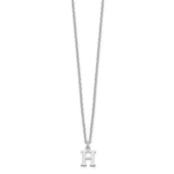 Rhodium Over Sterling Silver Cutout Letter H Initial Necklace