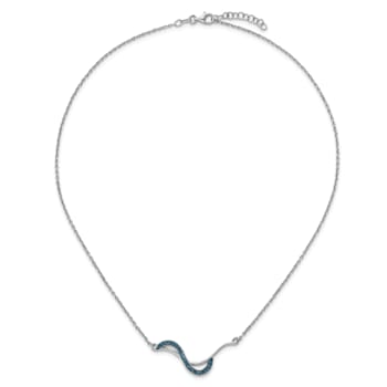 Rhodium Over Sterling Silver Crystal Fashion Wave 16.5 + 1 Inch
Extension Necklace