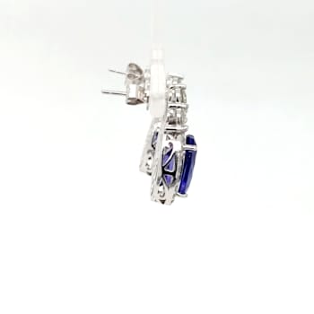 10.55 Ctw Tanzanite and 1.37 White Ctw Diamond Earring in 14K WG